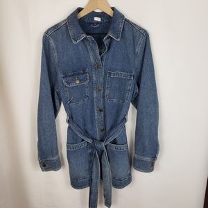 oversized belted denim jacket